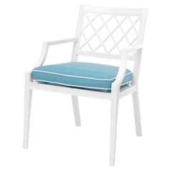 Contemporary White Aluminum Outdoor Dining Chair Paladium with Sunbrella Cushion