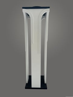 Contemporary White and Black Solid Wood Pedestal