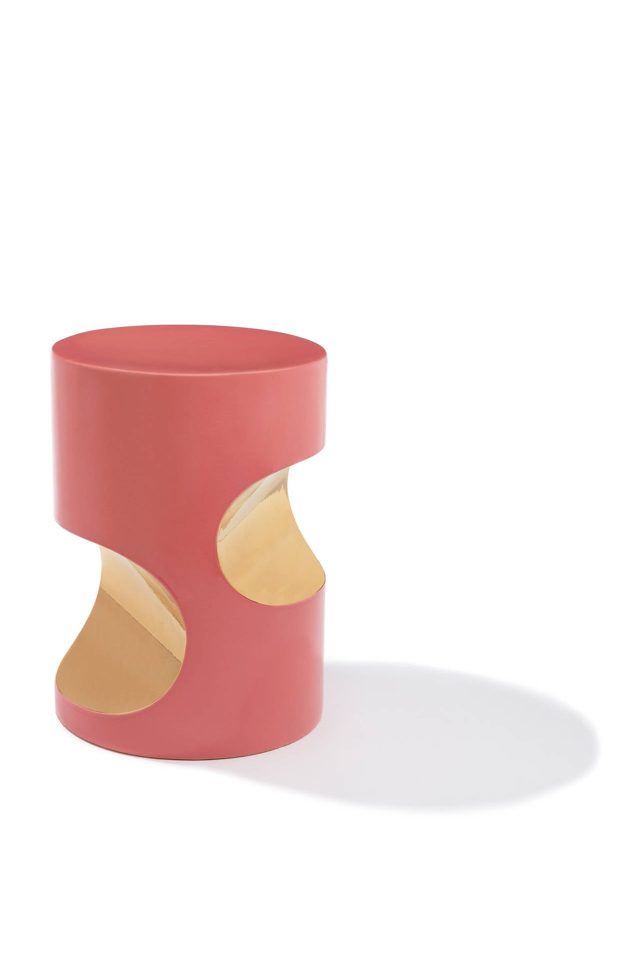 Table d'appoint contemporaine en céramique blanche et or 