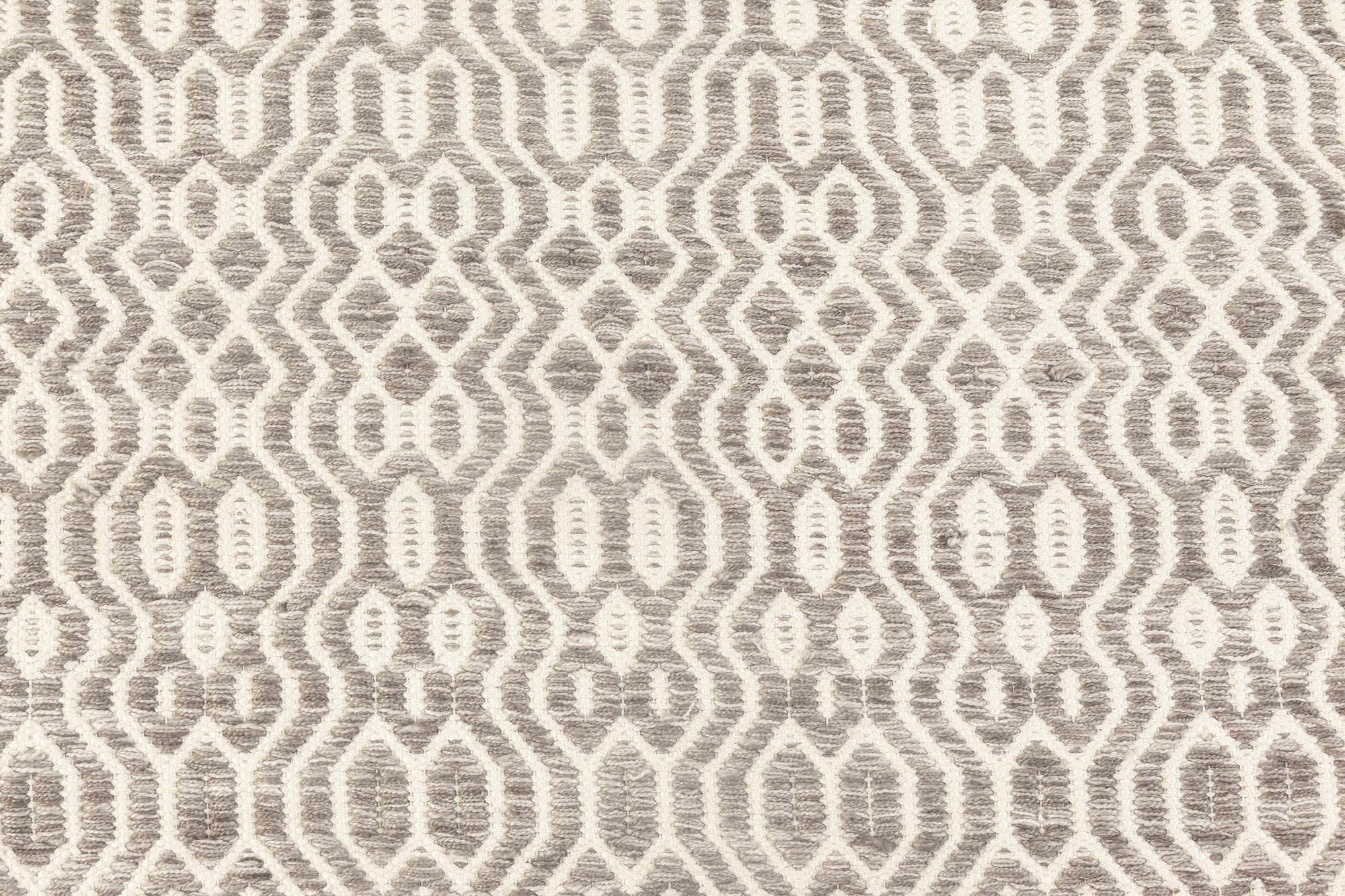 Modern Contemporary White and Gray Flat-Weave Wool Rug by Doris Leslie Blau For Sale