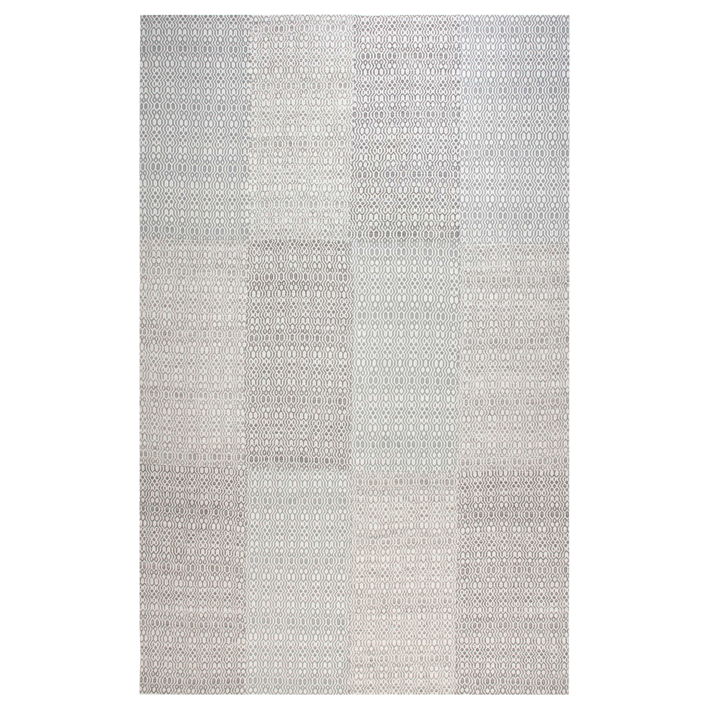 Contemporary White and Gray Flat-Weave Wool Rug by Doris Leslie Blau
