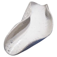 Contemporary White and Grey Crackled Monumental Pottery Coupe
