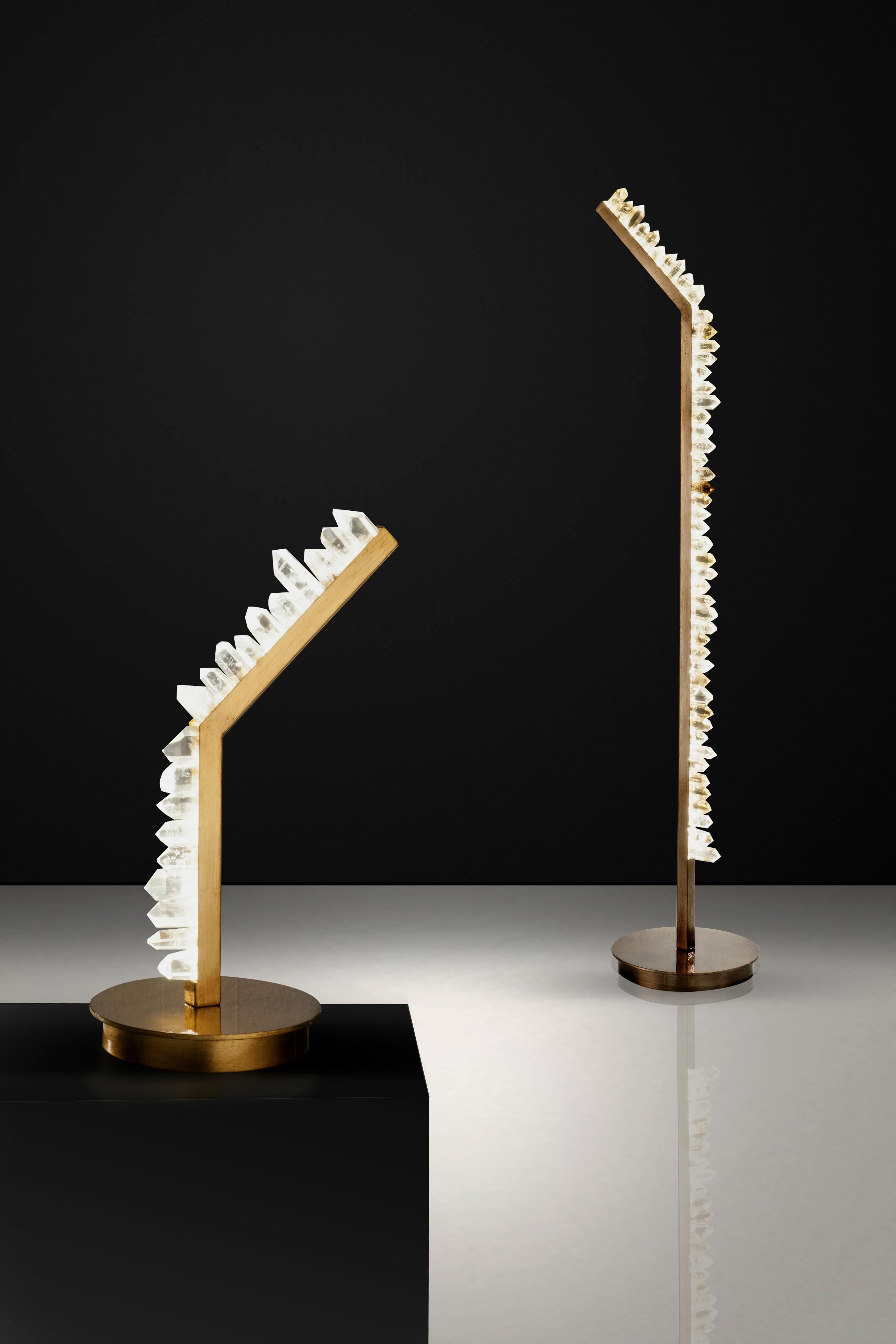 Modern White and Smoked Quartz Floor Lamp by Aver For Sale