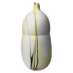 Contemporary White and Yellow Marbled Tethys Vase by Elyse Graham