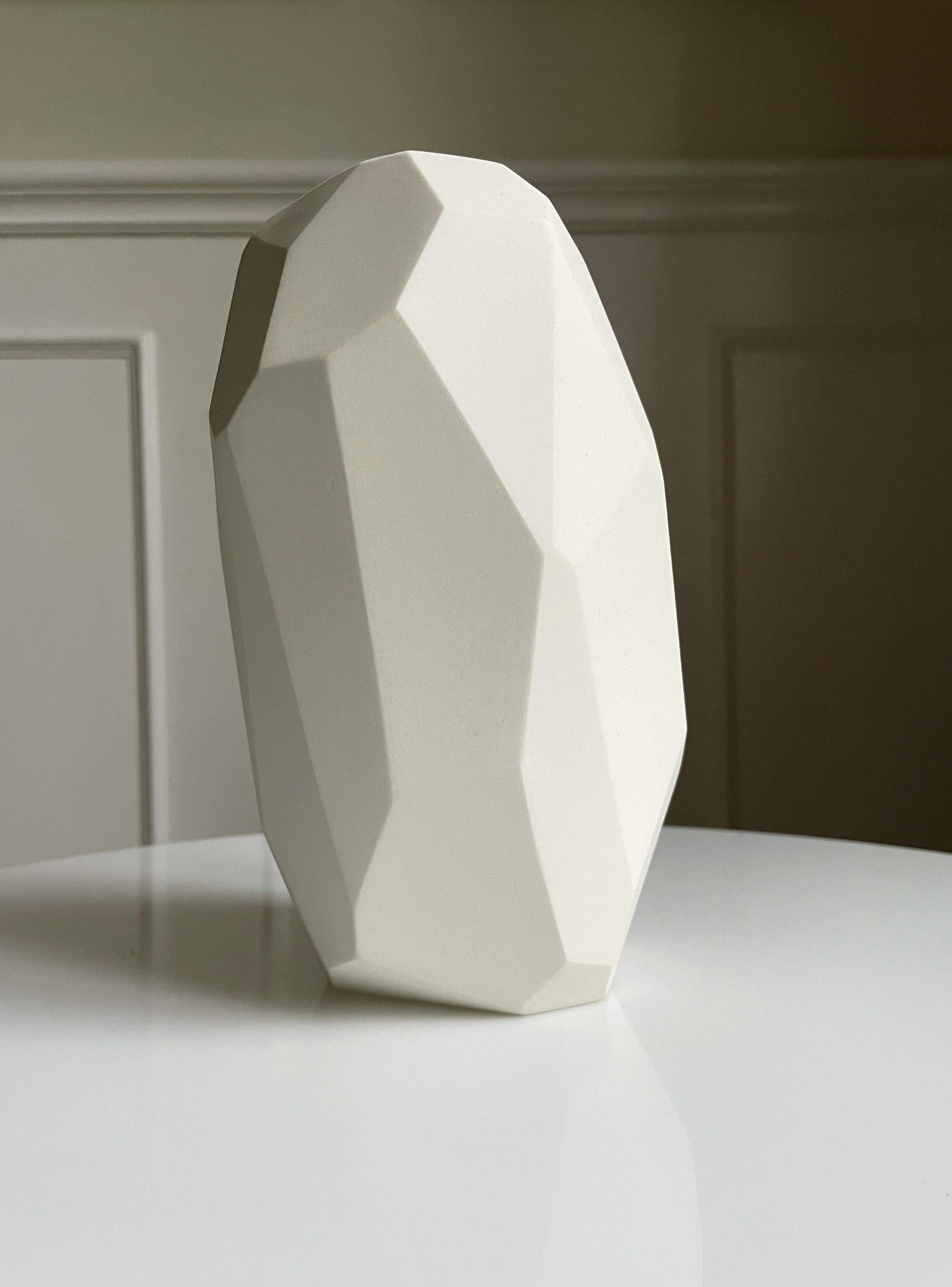 Pottery White Angular Slant Vase, Limited Edition, Denmark, 2021 For Sale
