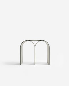 Contemporary White Arch Stool in Steel and Plaster by Pietro Franceschini