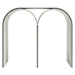 Contemporary White Arch Stool in Steel and Plaster by Pietro Franceschini