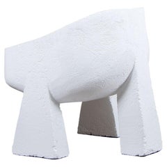 Contemporary White Armchair in Styrfoam, Klot Chair by Lucas Morten