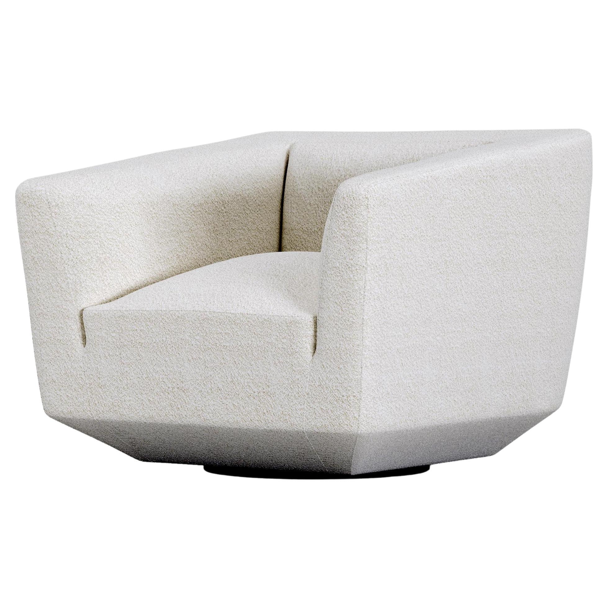 Contemporary White Armchair 'Panis' by Amura Lab, Swivel, Dedar, Karakorum For Sale