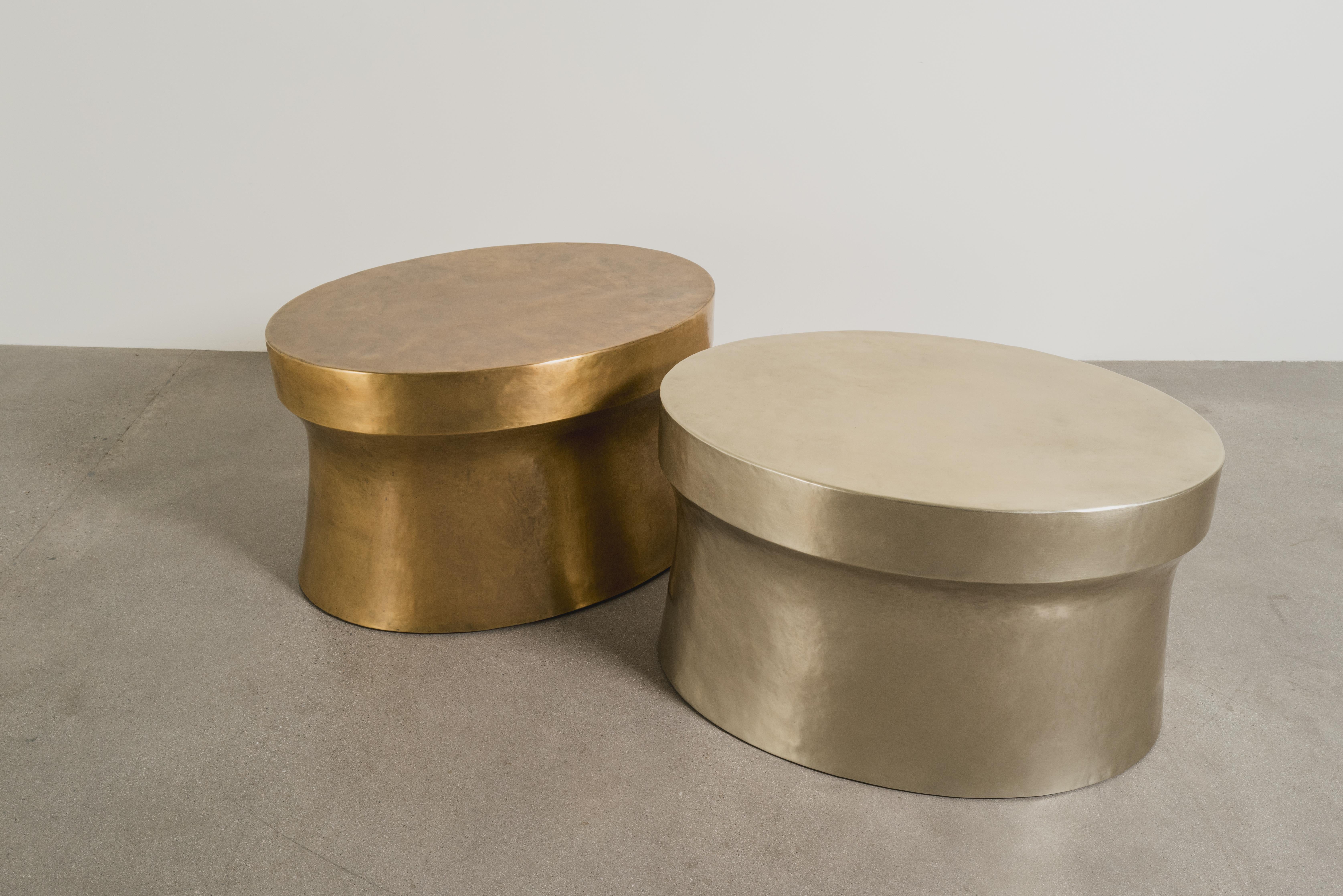 Contemporary White Bronze Oval Dong Shan Table by Robert Kuo, Limited For Sale 1