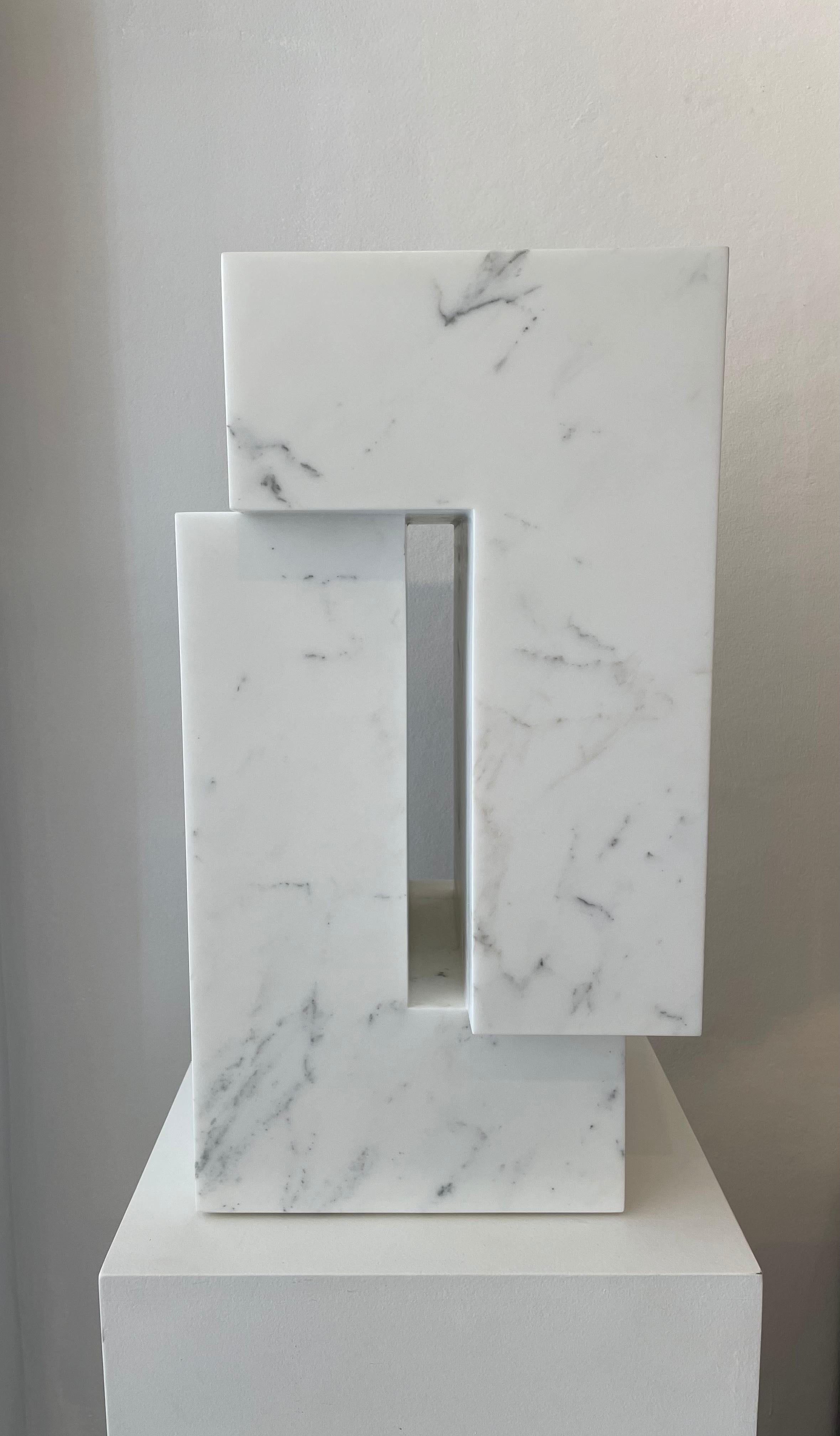 Modern Contemporary White Carrara Marble Sculpture by Pieter Van Loocke, Belgium
