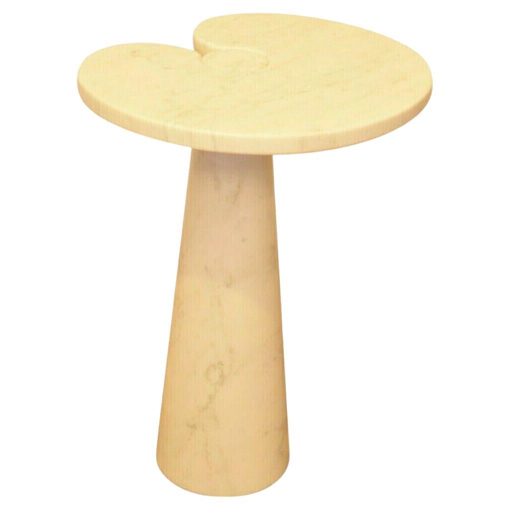 Contemporary White Carrara Marble Side Table Attributed to Angelo Mangiarotti