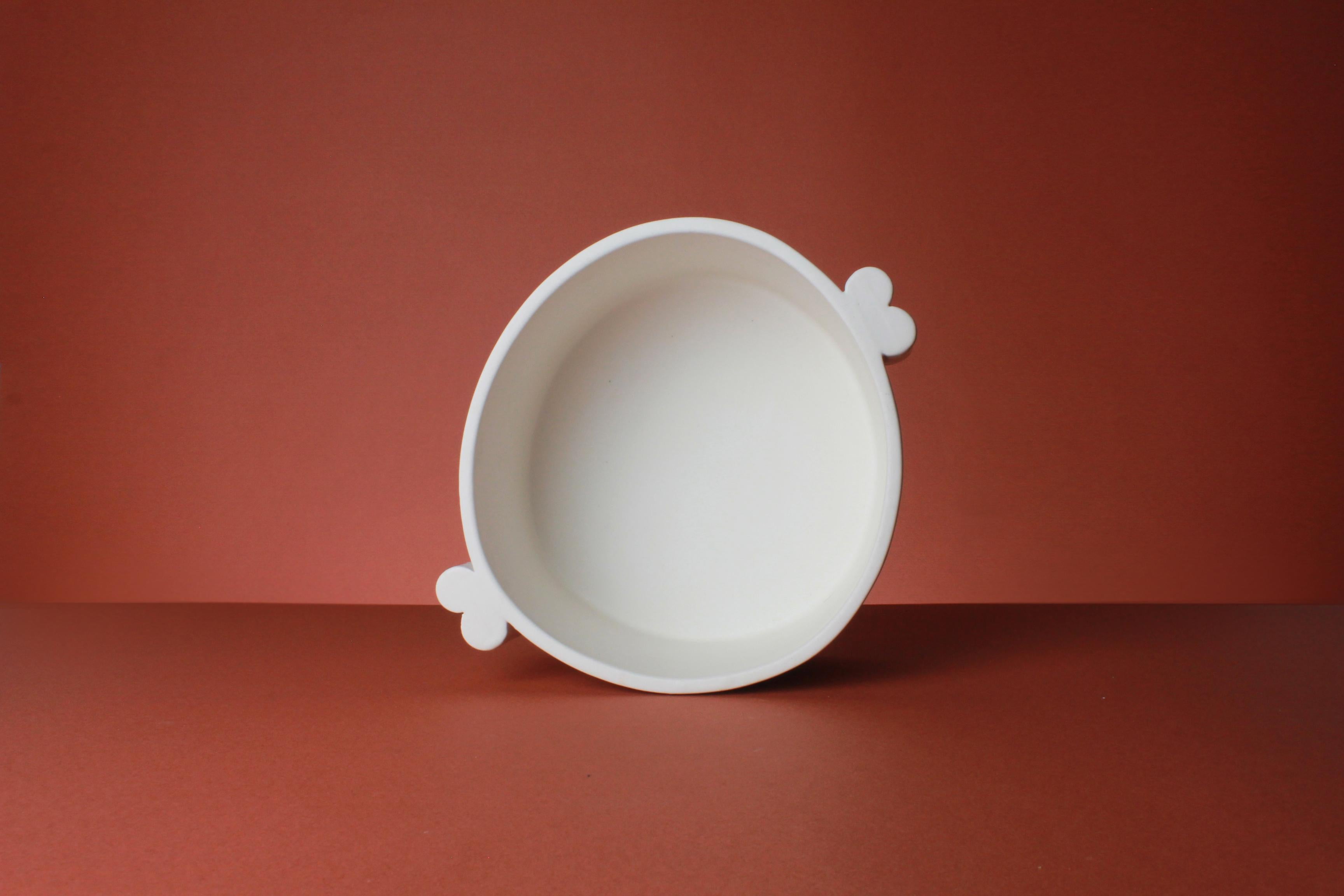 Italian Contemporary White Ceramic Deep Serving Dish Handmade For Sale