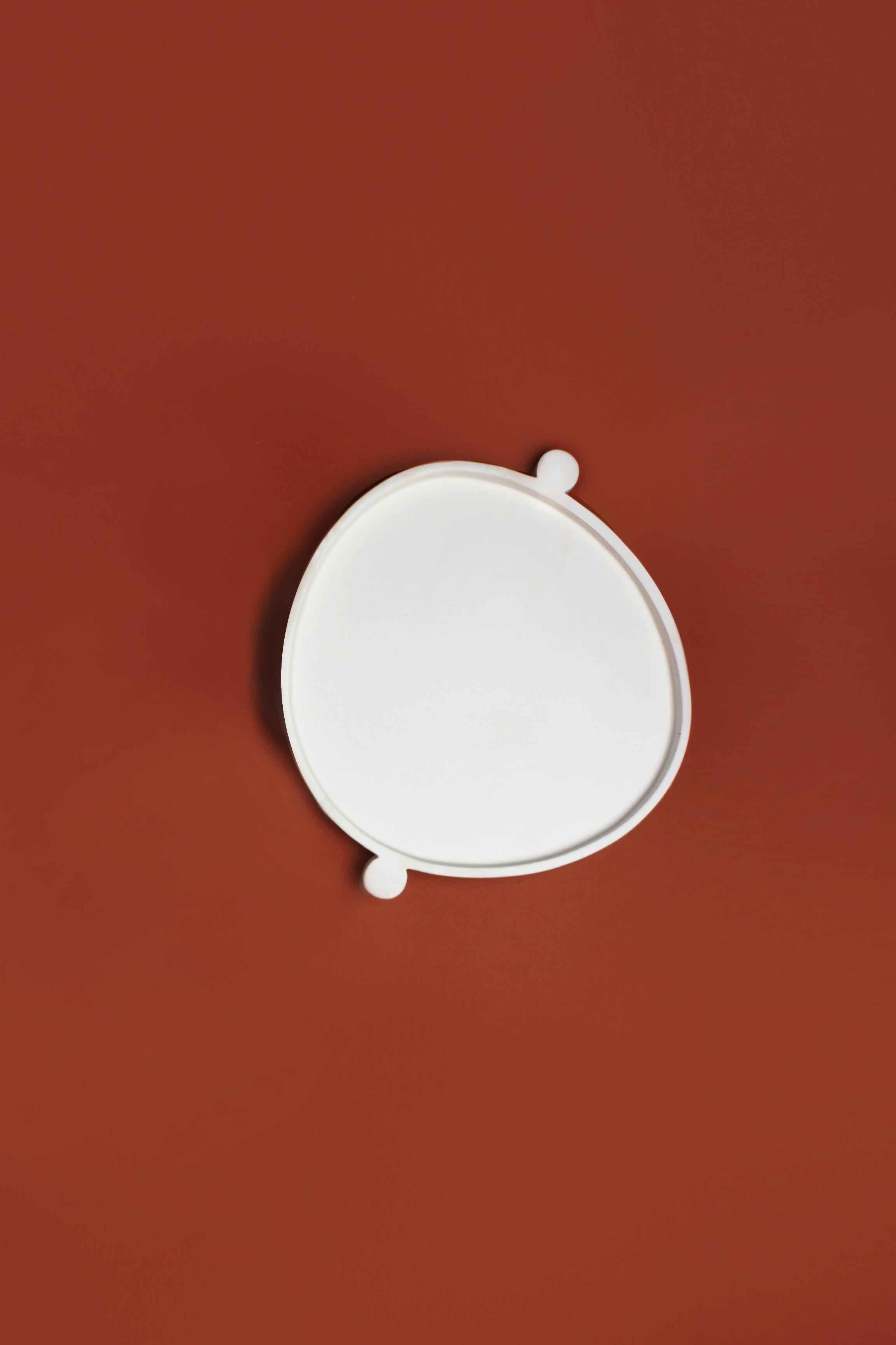 Contemporary White Ceramic Flat Serving Dish Plate Handmade For Sale 1