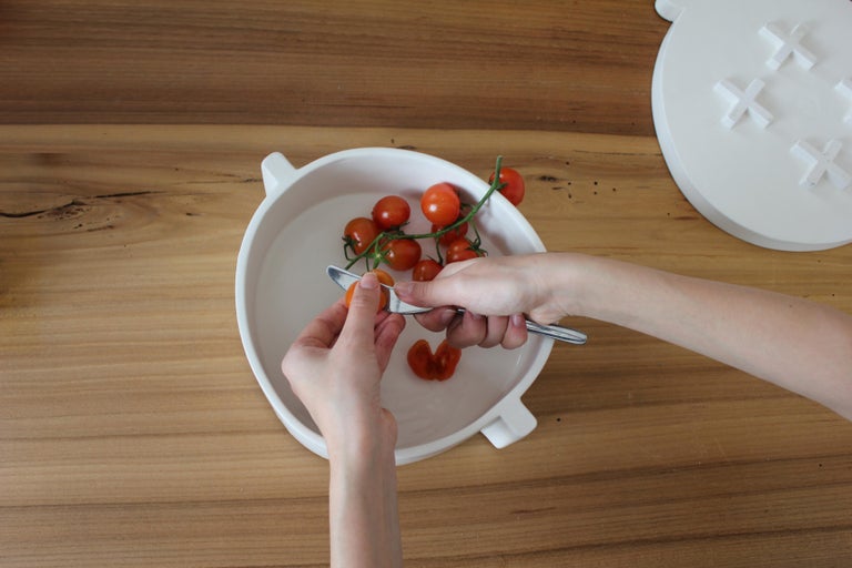Contemporary White Ceramic Salad Bowl Serving Dish Handmade For Sale 1