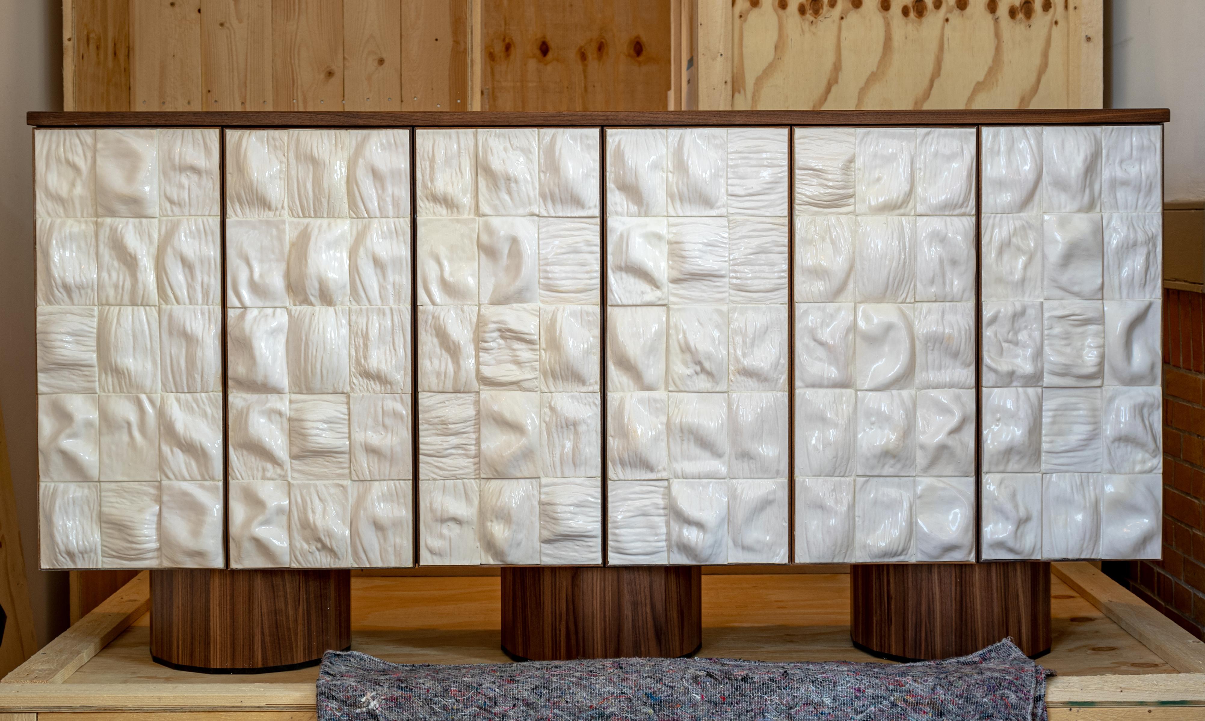 Contemporary White Ceramic Tiles Sideboard / Cabinet by Rem Atelier, Netherland For Sale 1
