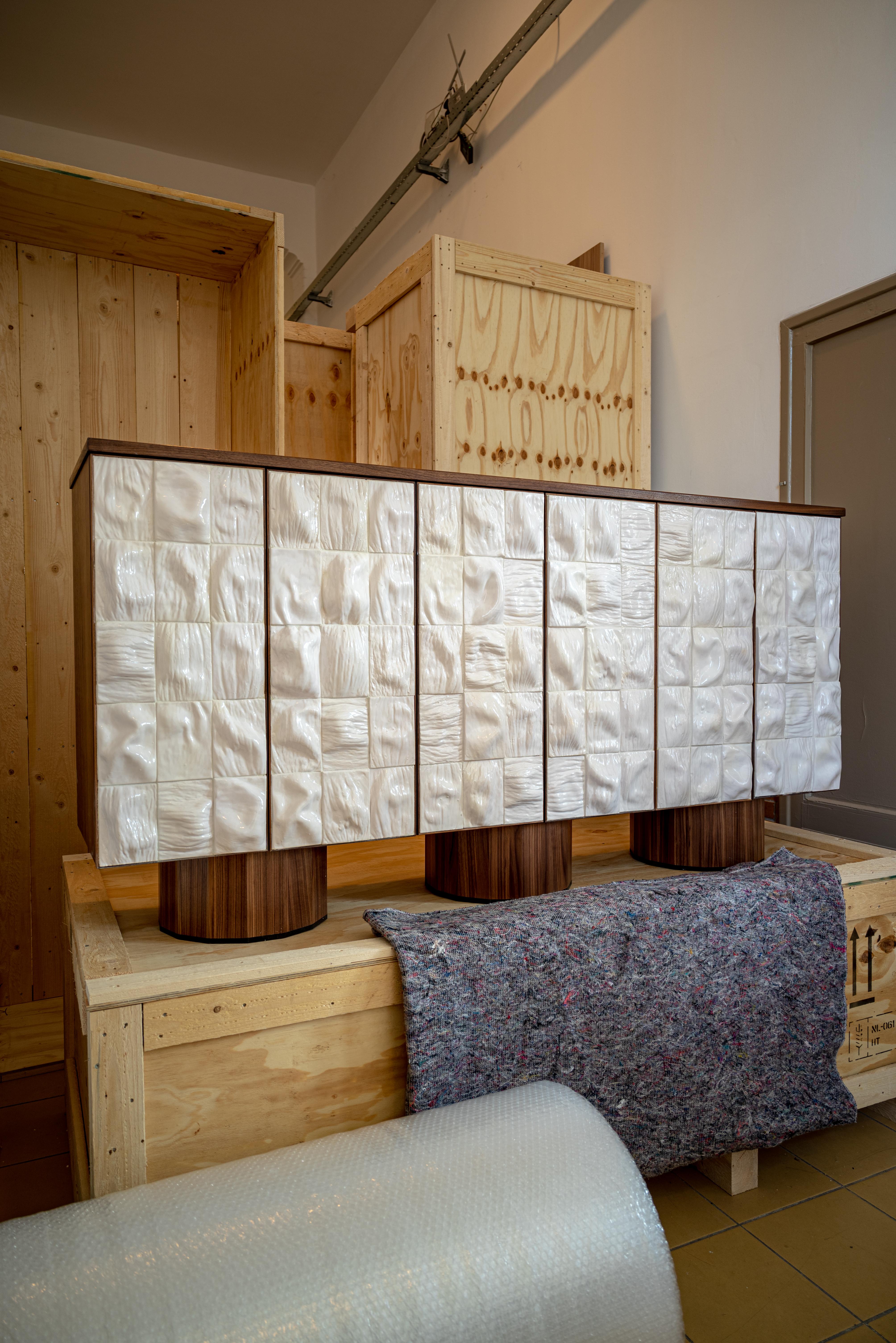 Contemporary White Ceramic Tiles Sideboard / Cabinet by Rem Atelier, Netherland For Sale 2