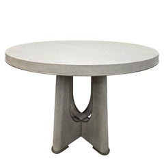 Contemporary White Cerused Oak Round Accent Table by Beautiter Home