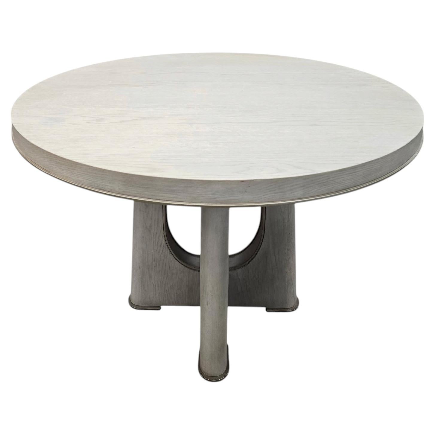 Contemporary White Cerused Oak Round Accent Table by Beautiter Home For Sale