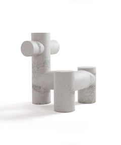 Contemporary White Chair Concrete Limited Edition Handcrafted by Josep Vila