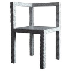 Contemporary White Corner Chair Handcrafted with 3300 Dice by Lagranja Design