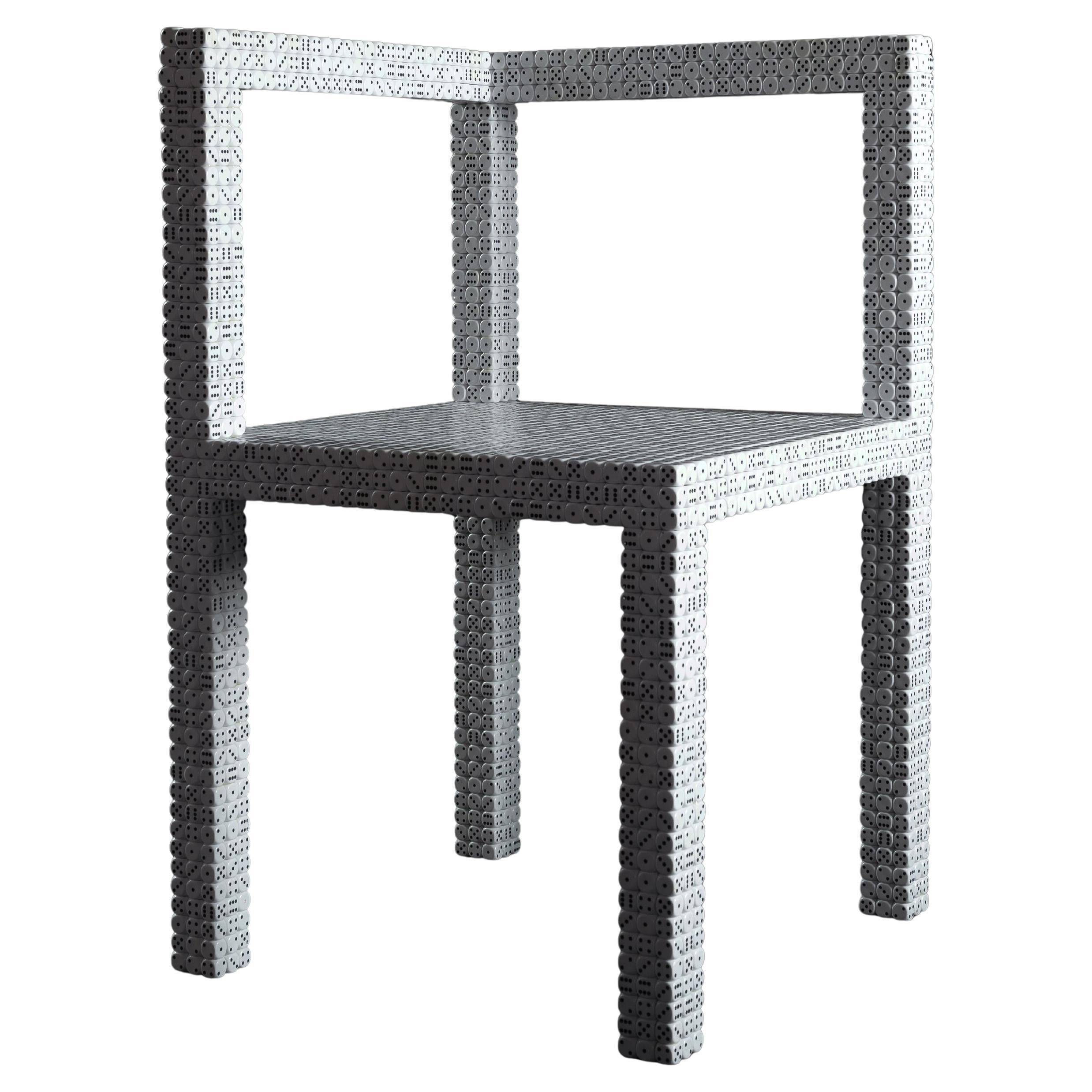 Contemporary White Corner Chair Sculptural Handcrafted Made 3527 Dice For Sale