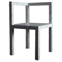 Contemporary White Corner Chair Sculptural Handcrafted Made 3527 Dice