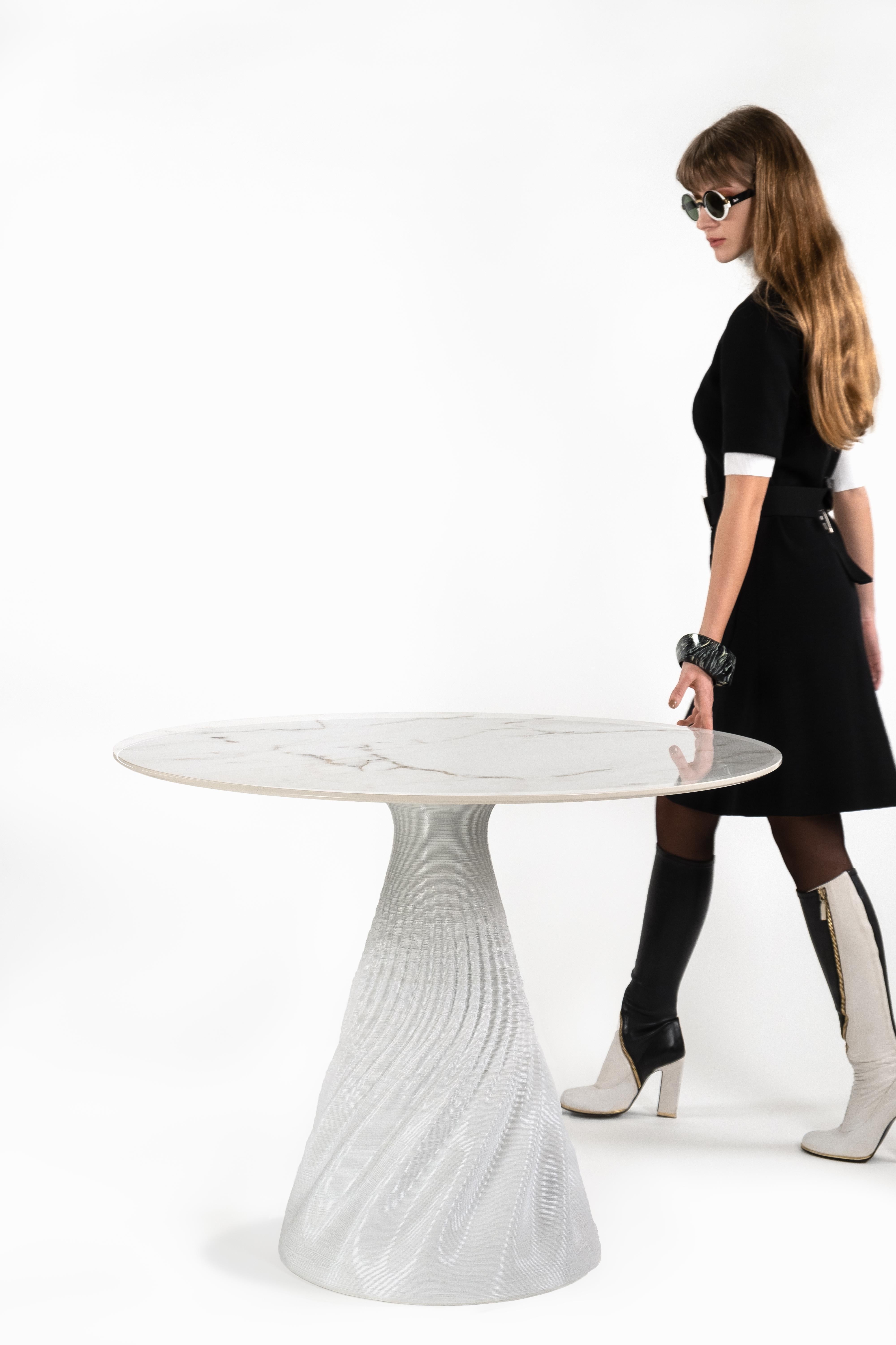 Modern Contemporary white dining table, additive manufacturing in biopolymers, Italy For Sale