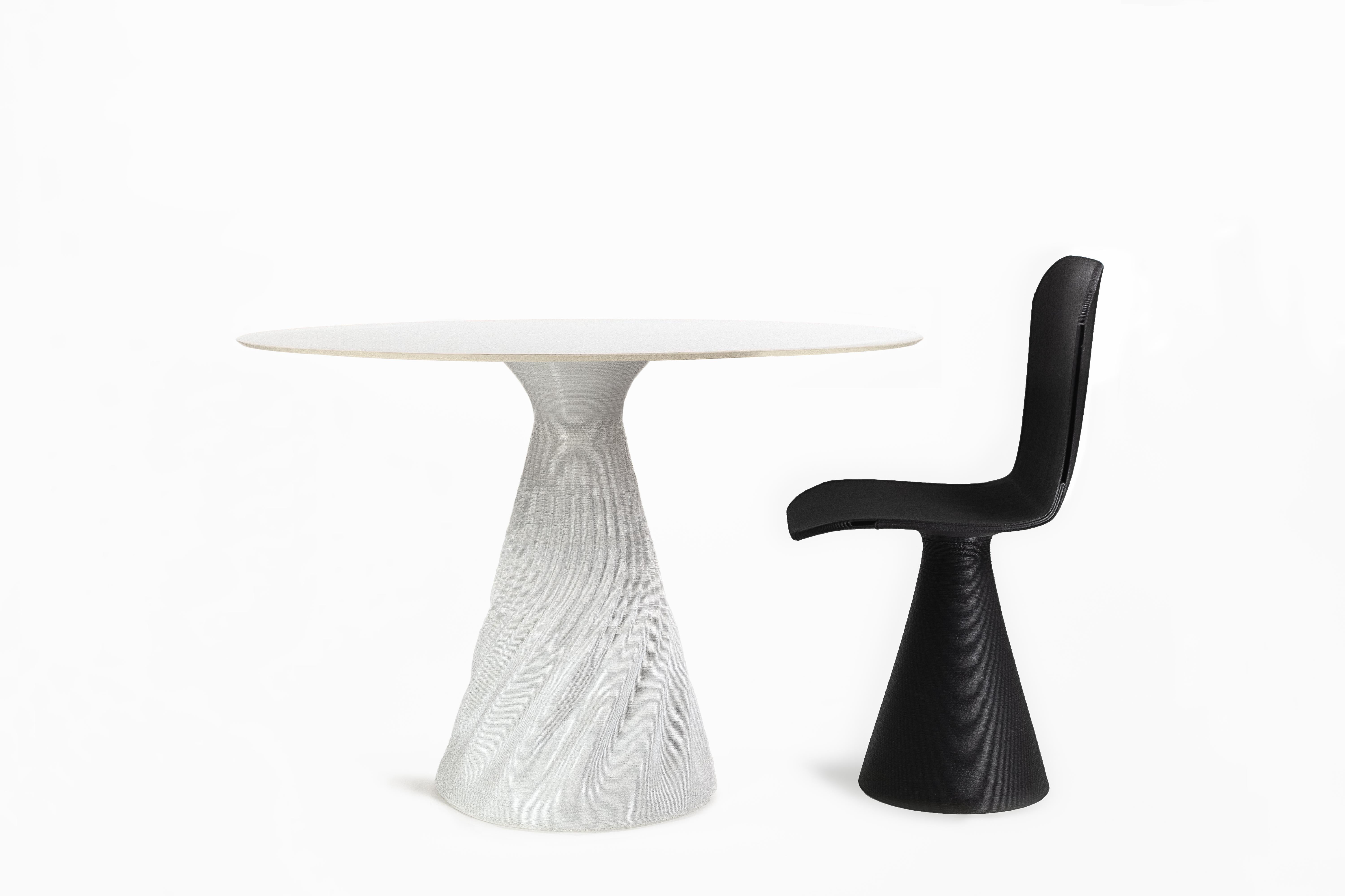 Italian Contemporary White Dining Table, Additive Manufacturing in Biopolymers, Italy For Sale