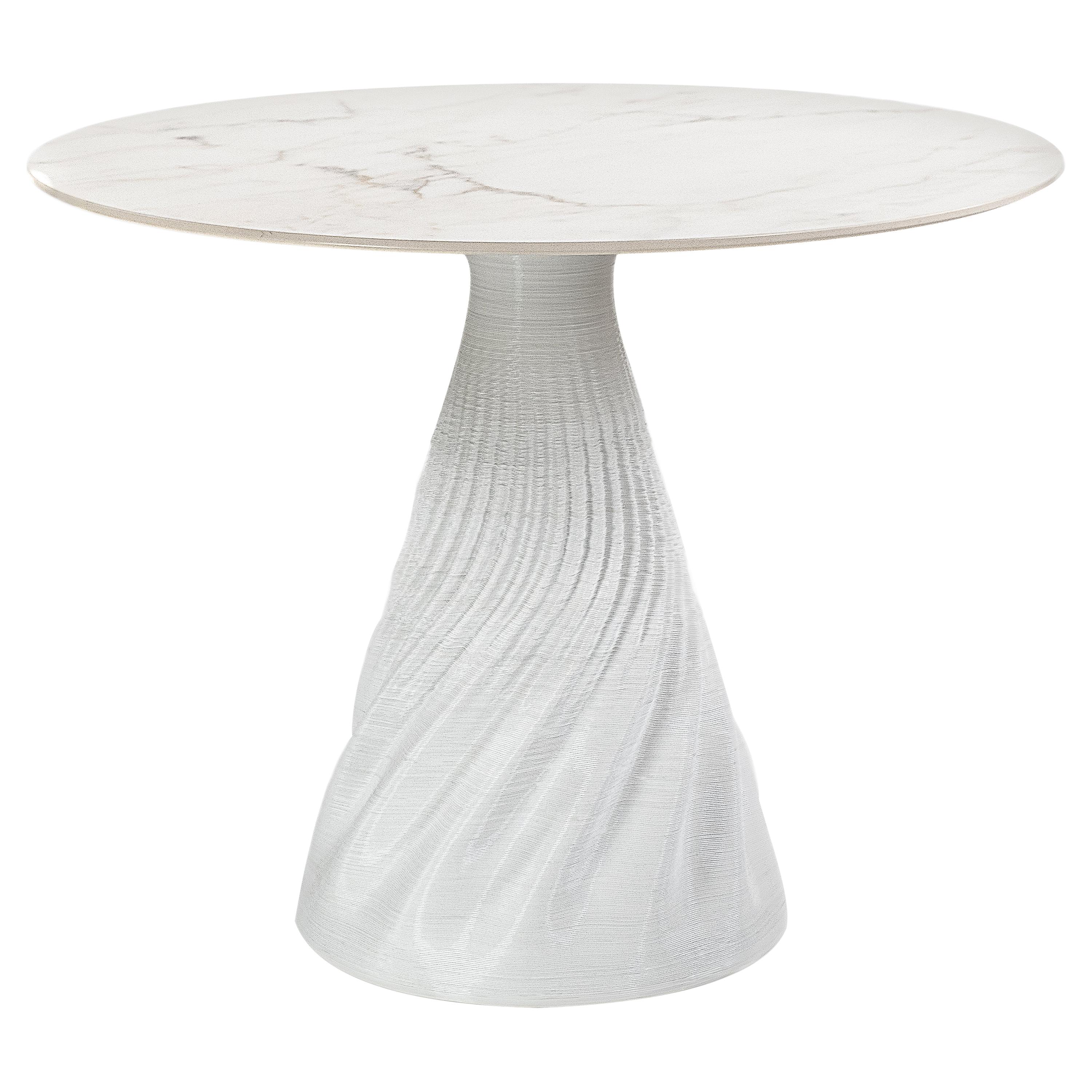 Contemporary white dining table, additive manufacturing in biopolymers, Italy For Sale