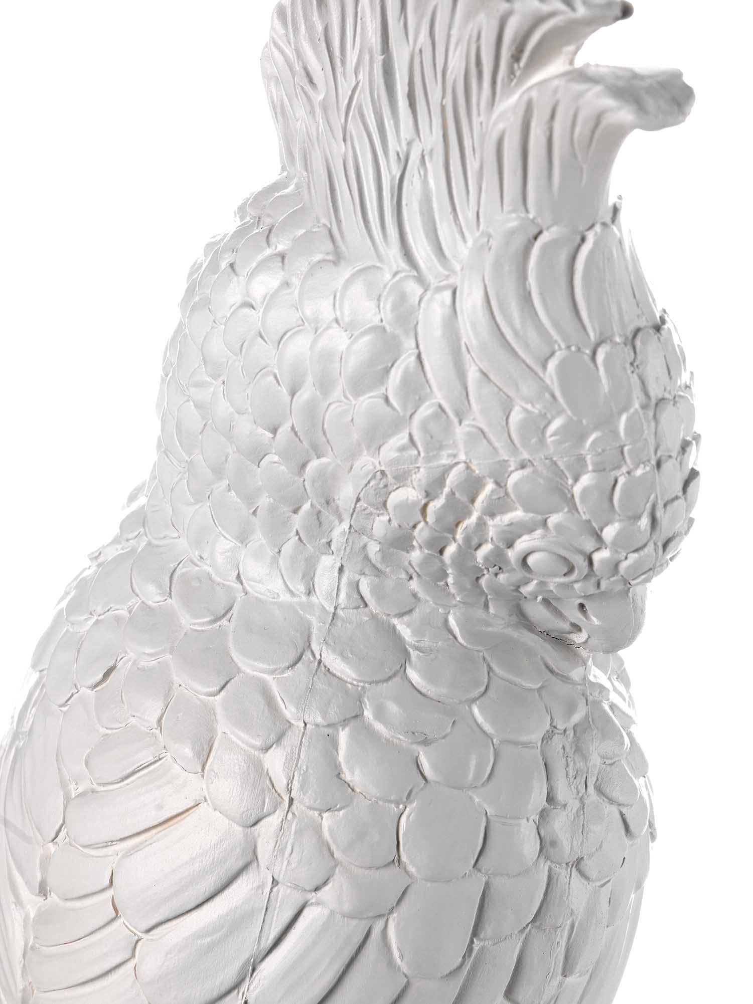 Art Deco Contemporary White Enameled Satin Ceramic Parrot Sculpture For Sale