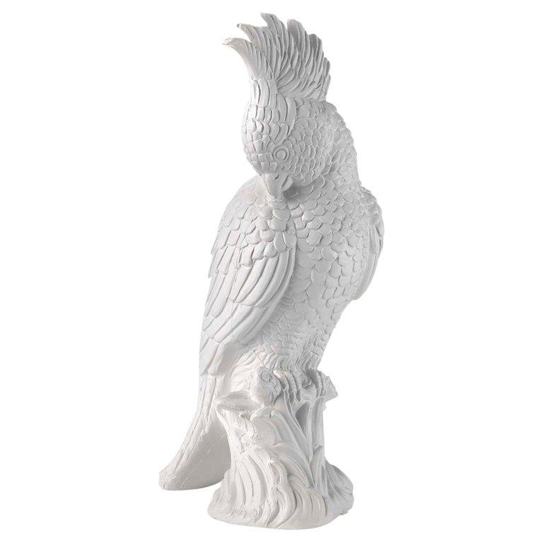 Italian Contemporary White Enameled Satin Ceramic Parrot Sculpture For Sale