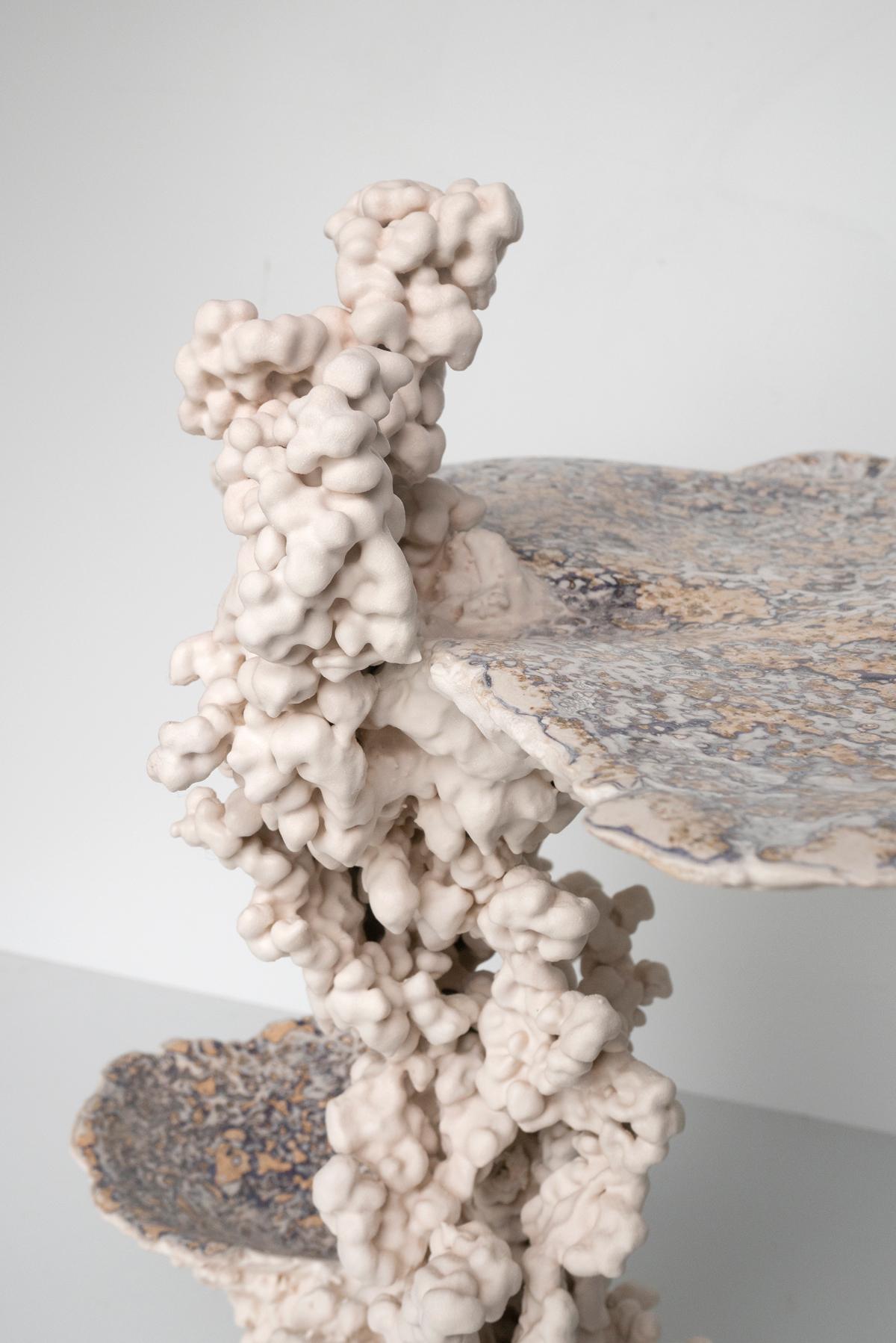 Aluminum Contemporary white Epimorph side table - Selenite by Elissa Lacoste For Sale