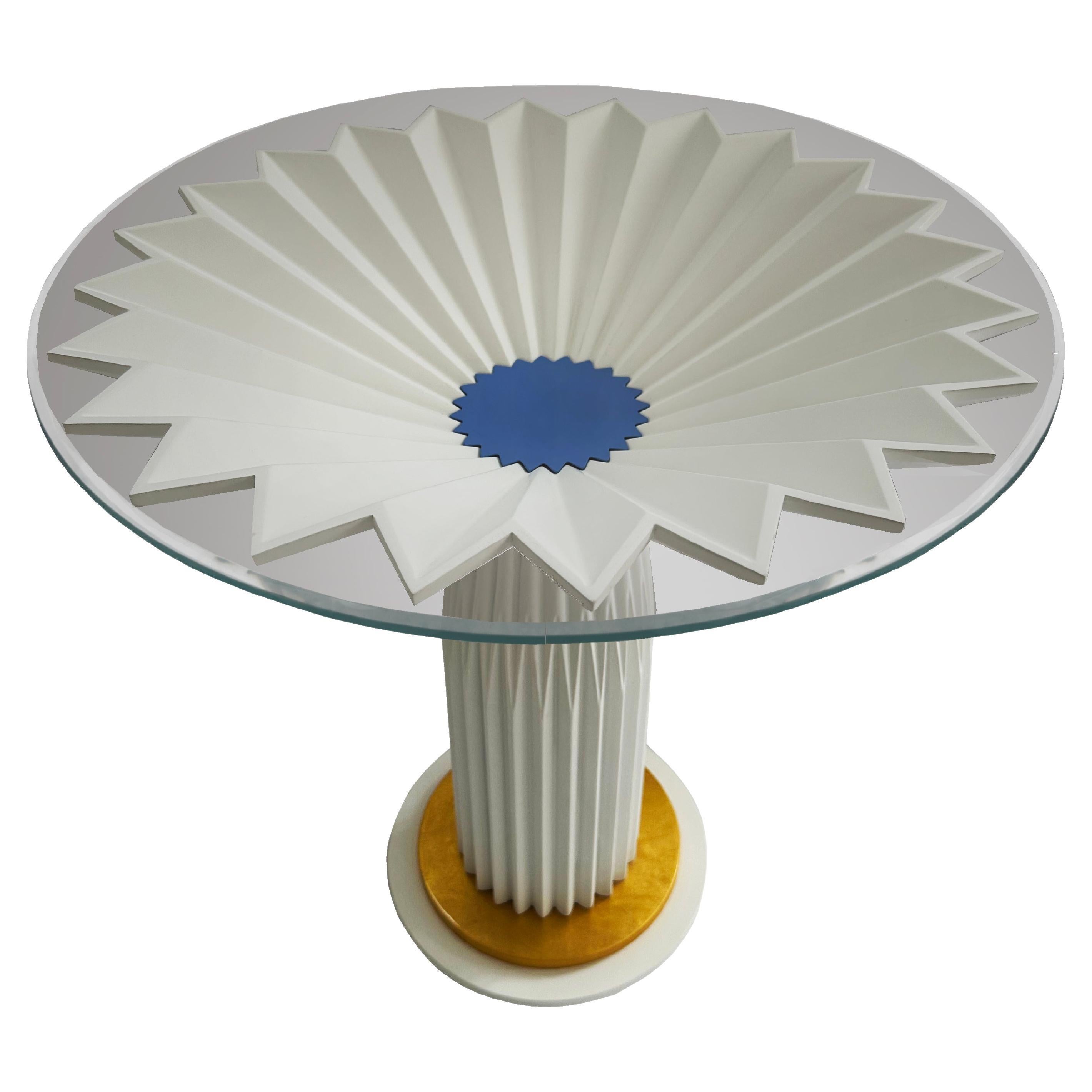 Contemporary White Flower Design Side Table For Sale