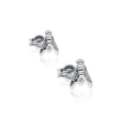 Pendientes Contemporáneos de Oro Blanco de 18K con Motivo de Mosca