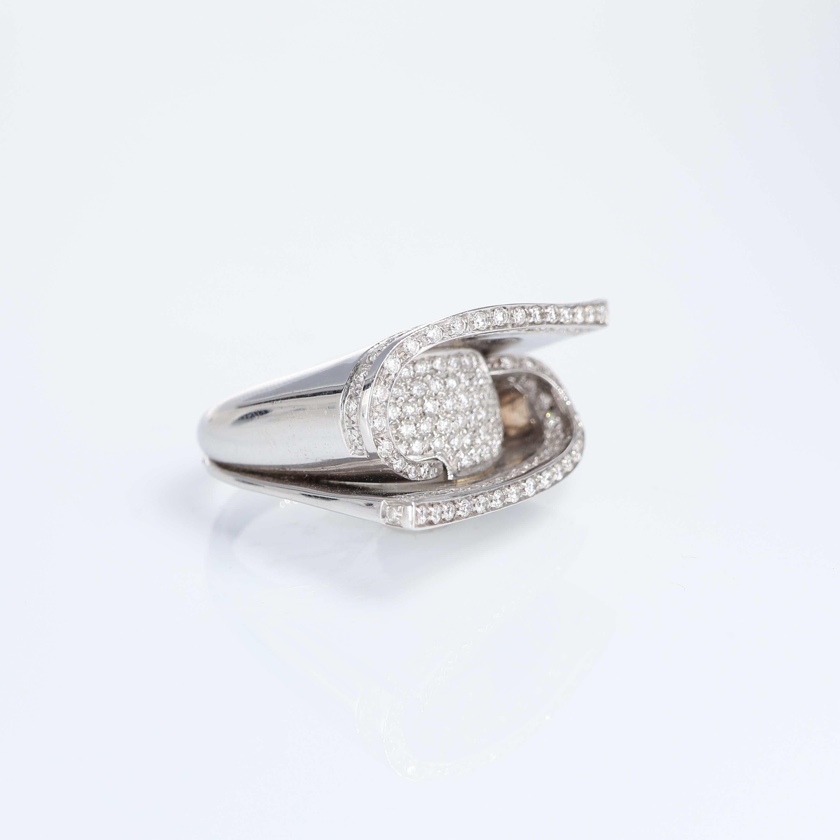 Contemporary White Gold 18kt Diamond Pavé Ring, 1.60 Carats In New Condition For Sale In Bergamo, BG