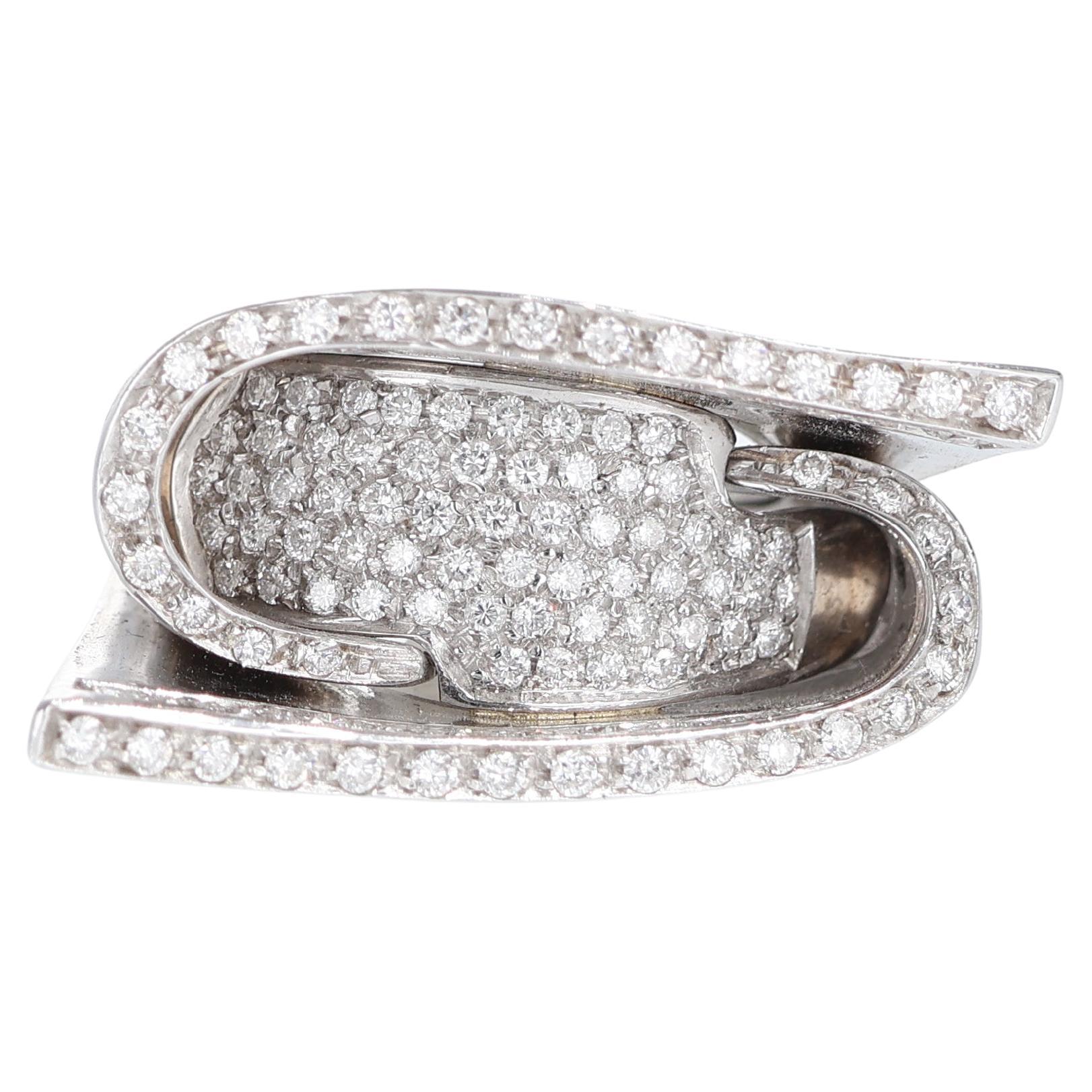 Contemporary White Gold 18kt Diamond Pavé Ring, 1.60 Carats For Sale