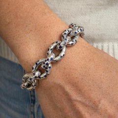 Contemporary White Gold and Sapphire Link Bracelet