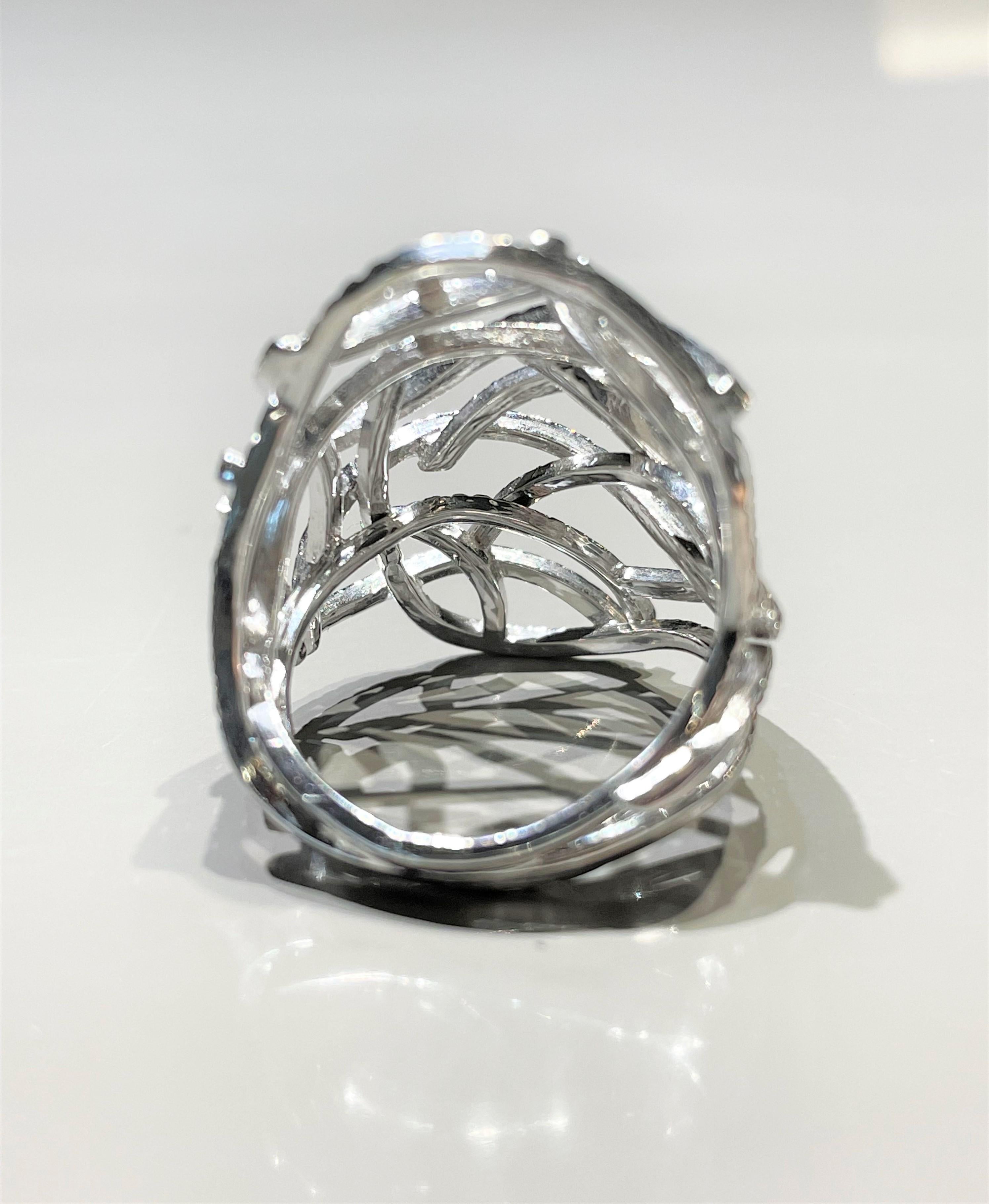 Contemporary Rosior one-off White Gold Cocktail Ring set with Diamonds For Sale