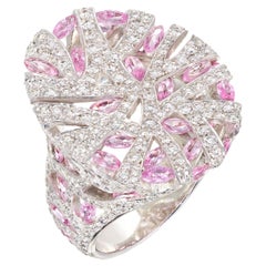 Rosior one-off White Gold Cocktail Ring set with Pink Sapphires and Diamonds