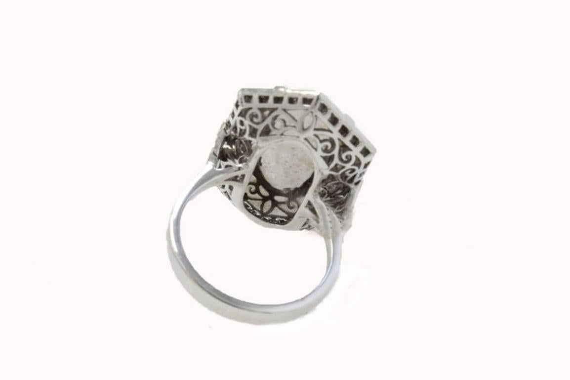 Mixed Cut Contemporary White Gold Diamonds and Onyx Ring For Sale