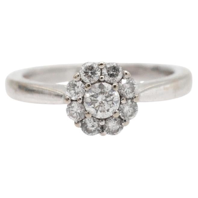 Contemporary white gold flower cluster ring with diamonds, Great Britain