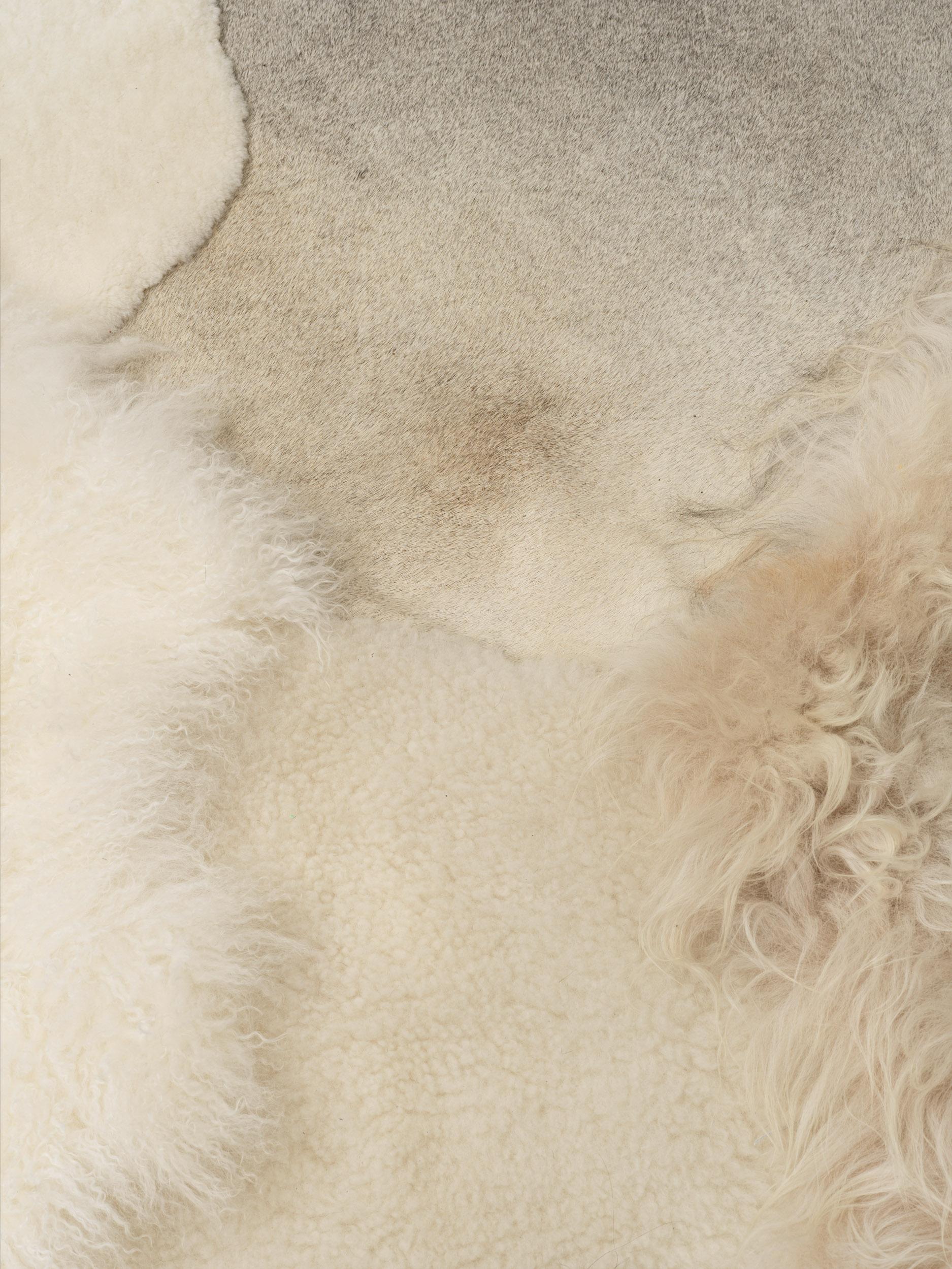 Contemporary White Grey Sheep skin customisable For Sale 1