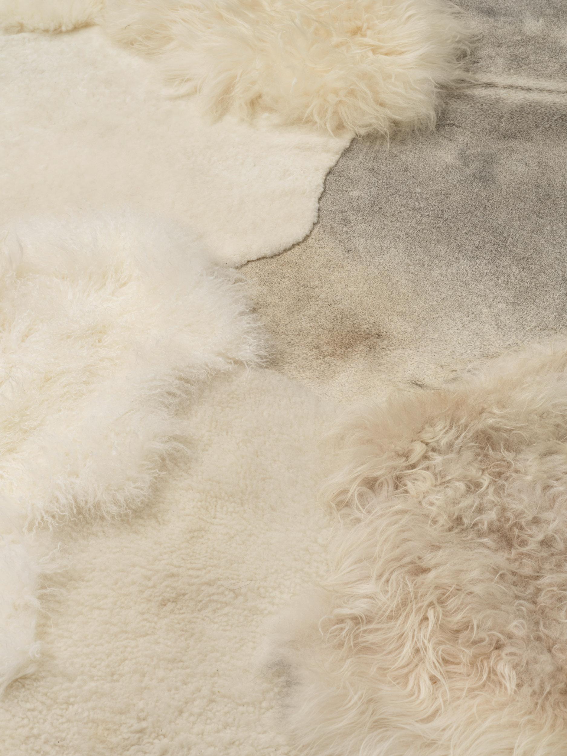 Contemporary White Grey Sheep skin customisable For Sale 3