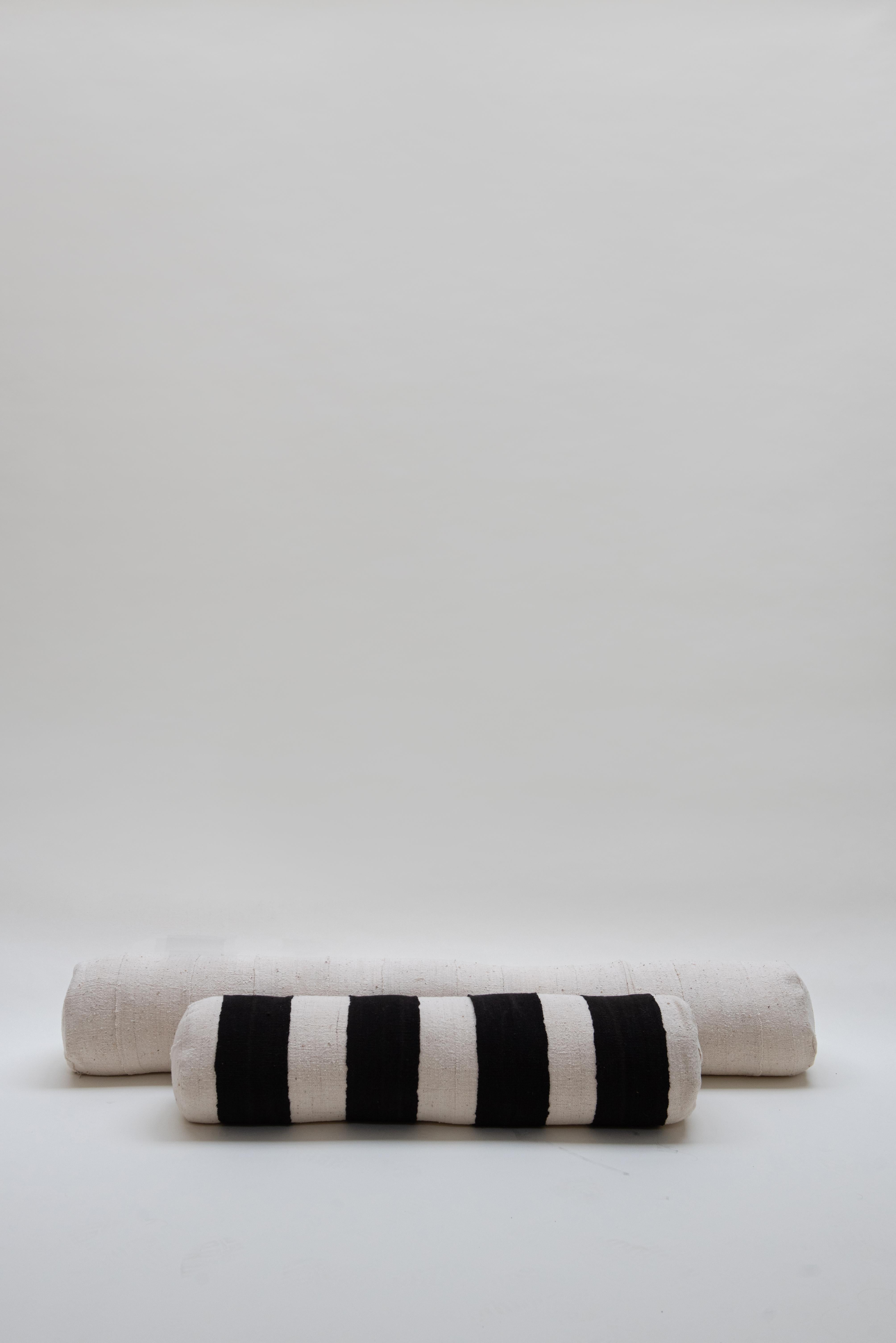 Organic Modern Contemporary White Handwoven Cushion / Bolster for on Your Bed or Sofa For Sale