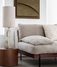 Couvercle de coussin contemporain blanc tissé à la main