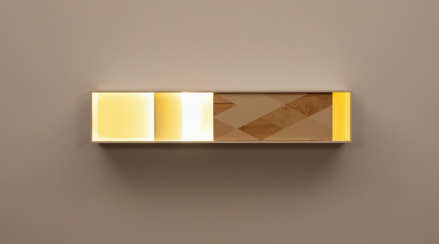 Marquetry Contemporary White Hanging Shelf by Johannes Hock 'B' For Sale