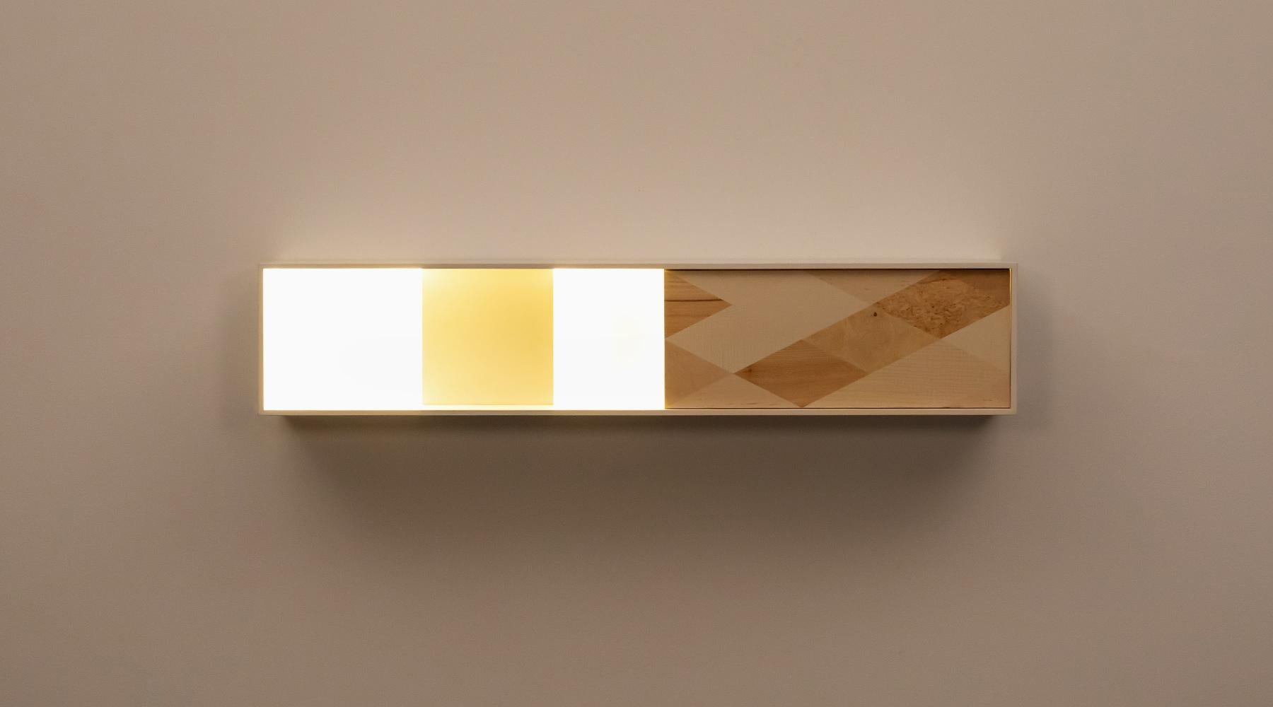 Wood Contemporary White Hanging Shelf by Johannes Hock 'B' For Sale