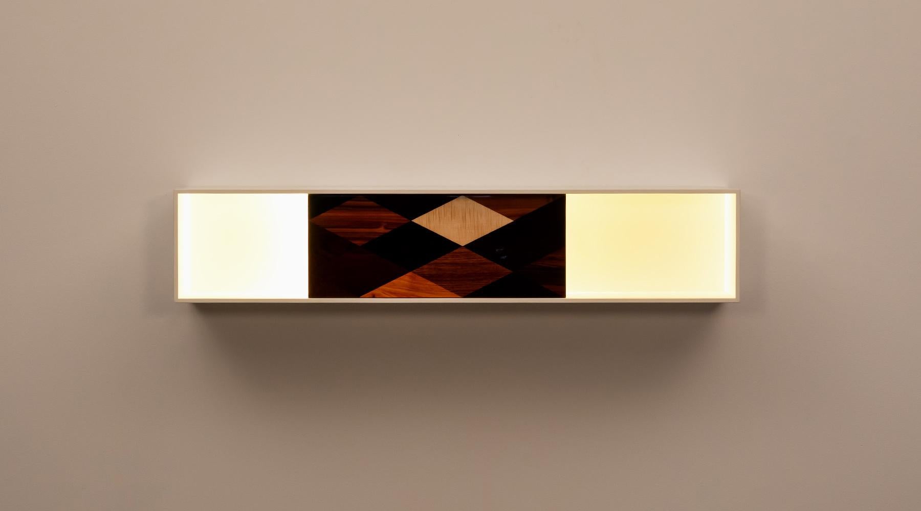 Marquetry Contemporary White wall hanging Shelf by Johannes Hock 'C' For Sale
