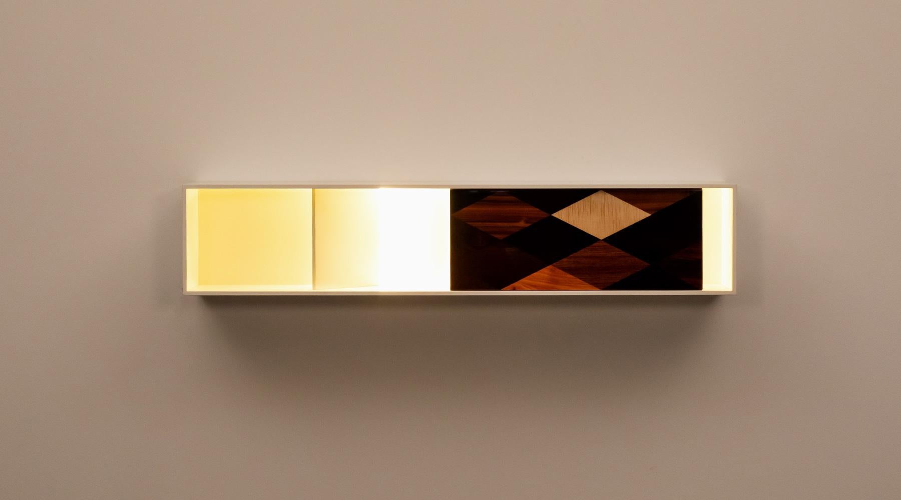 Wood Contemporary White wall hanging Shelf by Johannes Hock 'C' For Sale